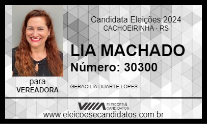 Candidato LIA MACHADO 2024 - CACHOEIRINHA - Eleições