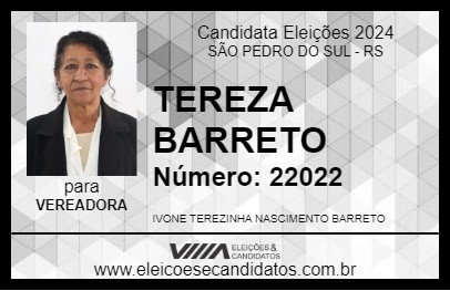 Candidato TEREZA BARRETO 2024 - SÃO PEDRO DO SUL - Eleições