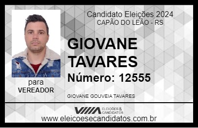 Candidato GIOVANE TAVARES 2024 - CAPÃO DO LEÃO - Eleições