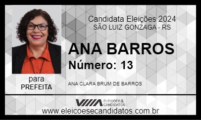 Candidato ANA BARROS 2024 - SÃO LUIZ GONZAGA - Eleições