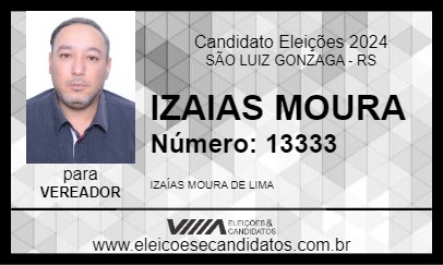 Candidato IZAIAS MOURA 2024 - SÃO LUIZ GONZAGA - Eleições