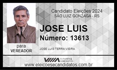 Candidato JOSE LUIS 2024 - SÃO LUIZ GONZAGA - Eleições