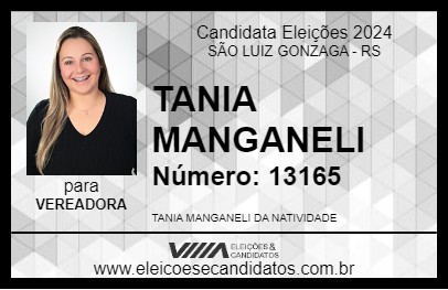 Candidato TANIA MANGANELI 2024 - SÃO LUIZ GONZAGA - Eleições