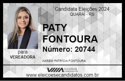 Candidato PATY FONTOURA 2024 - QUARAÍ - Eleições