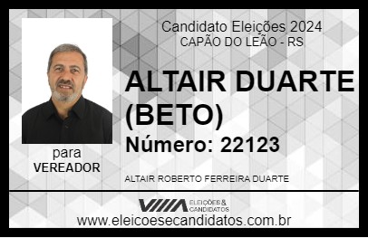 Candidato ALTAIR DUARTE (BETO) 2024 - CAPÃO DO LEÃO - Eleições