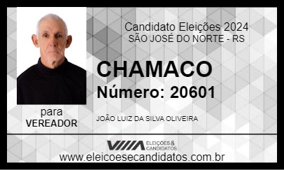 Candidato CHAMACO 2024 - SÃO JOSÉ DO NORTE - Eleições