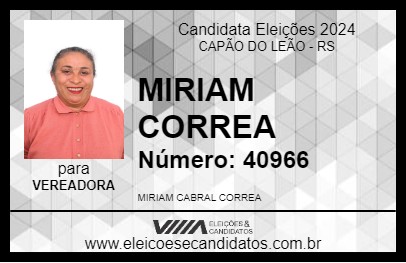 Candidato MIRIAM CORREA 2024 - CAPÃO DO LEÃO - Eleições