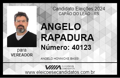 Candidato ANGELO RAPADURA 2024 - CAPÃO DO LEÃO - Eleições