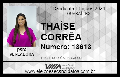 Candidato THAÍSE CORRÊA 2024 - QUARAÍ - Eleições