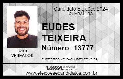 Candidato EUDES TEIXEIRA 2024 - QUARAÍ - Eleições