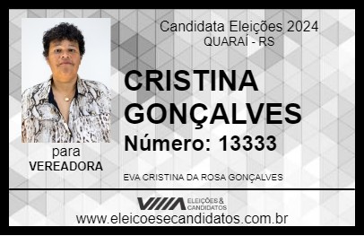 Candidato CRISTINA GONÇALVES 2024 - QUARAÍ - Eleições