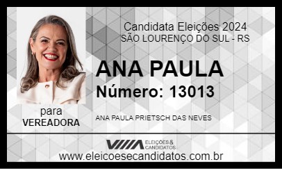 Candidato ANA PAULA 2024 - SÃO LOURENÇO DO SUL - Eleições