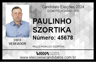 Candidato PAULINHO SZORTIKA 2024 - DOM FELICIANO - Eleições