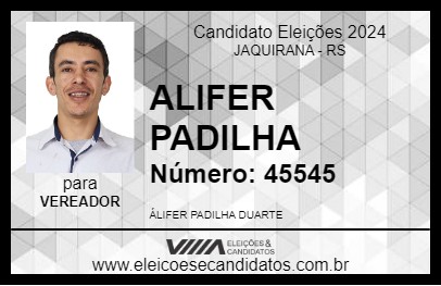 Candidato ALIFER PADILHA 2024 - JAQUIRANA - Eleições