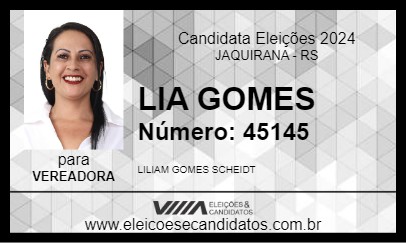 Candidato LIA GOMES 2024 - JAQUIRANA - Eleições