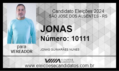 Candidato JONAS 2024 - SÃO JOSÉ DOS AUSENTES - Eleições