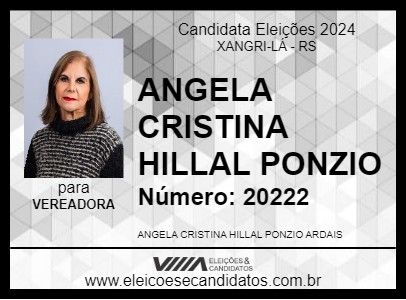 Candidato ANGELA CRISTINA HILLAL PONZIO 2024 - XANGRI-LÁ - Eleições