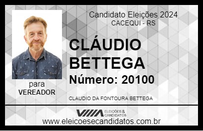 Candidato CLÁUDIO BETTEGA 2024 - CACEQUI - Eleições