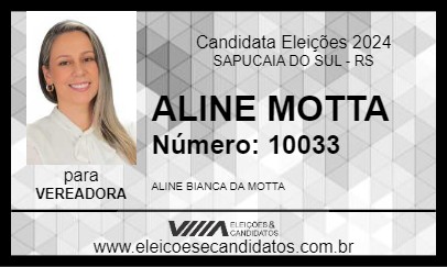 Candidato ALINE MOTTA 2024 - SAPUCAIA DO SUL - Eleições