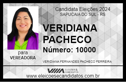 Candidato VERIDIANA PACHECO 2024 - SAPUCAIA DO SUL - Eleições