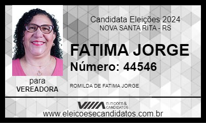 Candidato FATIMA JORGE 2024 - NOVA SANTA RITA - Eleições