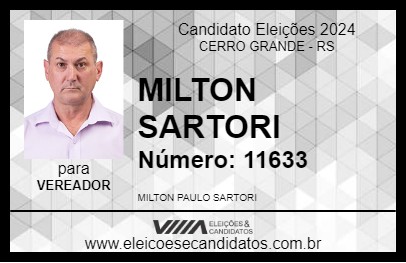 Candidato MILTON SARTORI 2024 - CERRO GRANDE - Eleições