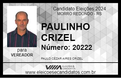 Candidato PAULINHO CRIZEL 2024 - MORRO REDONDO - Eleições