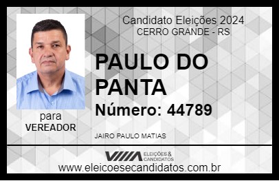 Candidato PAULO DO PANTA 2024 - CERRO GRANDE - Eleições