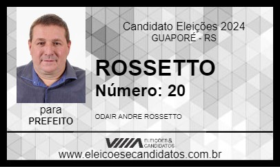 Candidato ROSSETTO 2024 - GUAPORÉ - Eleições