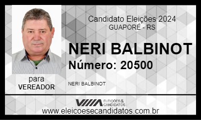 Candidato NERI BALBINOT 2024 - GUAPORÉ - Eleições