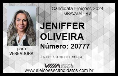 Candidato JENIFFER OLIVEIRA 2024 - GRAVATAÍ - Eleições