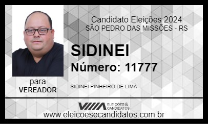 Candidato SIDINEI 2024 - SÃO PEDRO DAS MISSÕES - Eleições