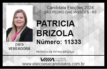 Candidato PATRICIA BRIZOLA 2024 - SÃO PEDRO DAS MISSÕES - Eleições