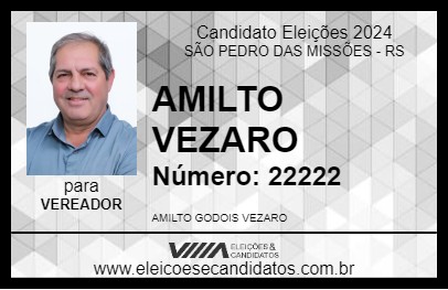 Candidato AMILTO VEZARO 2024 - SÃO PEDRO DAS MISSÕES - Eleições