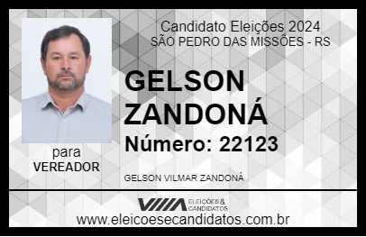 Candidato GELSON ZANDONÁ 2024 - SÃO PEDRO DAS MISSÕES - Eleições