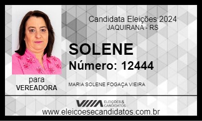 Candidato SOLENE 2024 - JAQUIRANA - Eleições