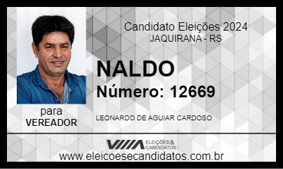 Candidato NALDO 2024 - JAQUIRANA - Eleições