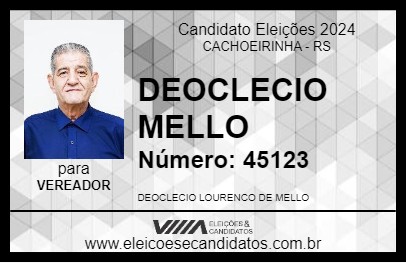 Candidato DEOCLECIO MELLO 2024 - CACHOEIRINHA - Eleições