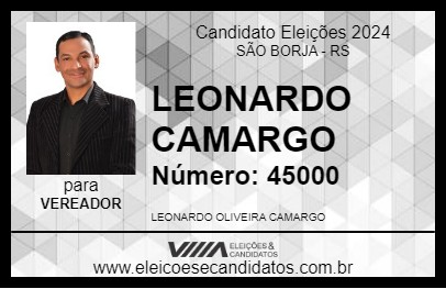 Candidato LEONARDO CAMARGO 2024 - SÃO BORJA - Eleições