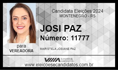 Candidato JOSI PAZ 2024 - MONTENEGRO - Eleições