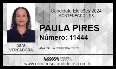 Candidato PAULA PIRES 2024 - MONTENEGRO - Eleições