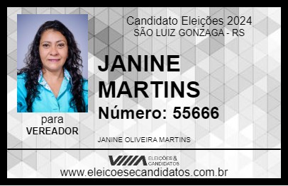 Candidato JANINE MARTINS 2024 - SÃO LUIZ GONZAGA - Eleições