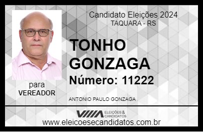 Candidato TONHO GONZAGA 2024 - TAQUARA - Eleições