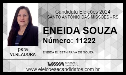 Candidato ENEIDA SOUZA 2024 - SANTO ANTÔNIO DAS MISSÕES - Eleições