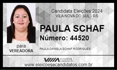 Candidato PAULA SCHAF 2024 - VILA NOVA DO SUL - Eleições