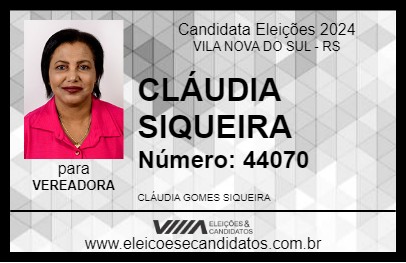 Candidato CLÁUDIA SIQUEIRA 2024 - VILA NOVA DO SUL - Eleições