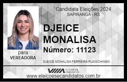 Candidato DJEICE MONALISA 2024 - SAPIRANGA - Eleições