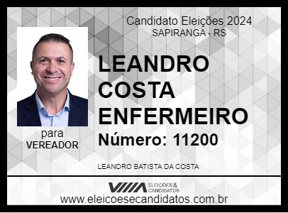 Candidato LEANDRO COSTA ENFERMEIRO 2024 - SAPIRANGA - Eleições