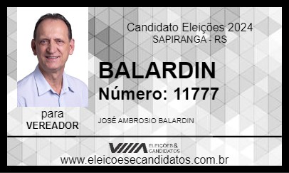 Candidato BALARDIN 2024 - SAPIRANGA - Eleições