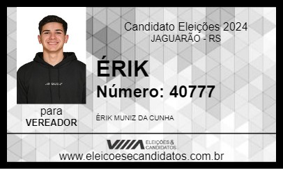 Candidato ÉRIK 2024 - JAGUARÃO - Eleições